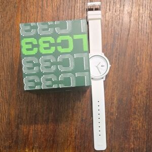 Lacoste White Silicone Analog Watch with Subtle Green Logo